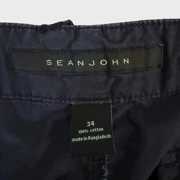 Y2K Sean John Classic Flight Cargo Shorts Blue Men's W34 Paratrooper Streetwear - Picture 7 of 9